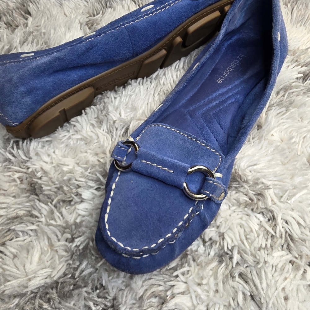 Liz Claiborne Blue Suede Loafers with Buckle